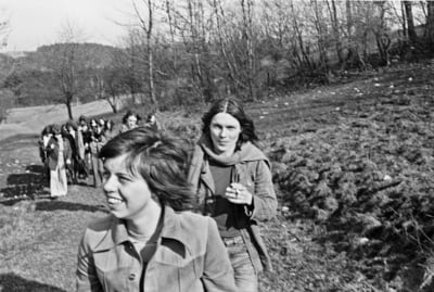 Wanderung nach Vollradisroda 1976, im Vordergrund Maria Diete und  Matthias Domaschk